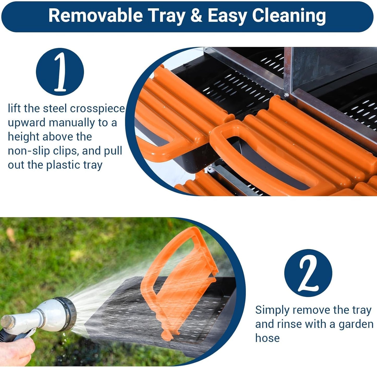 Chicken Nesting Boxes, 8 Hole Metal Chicken Laying Box with with Removable Trays and Roll Out Egg Collection for Chicken Coop, with Metal Bracket, Orange