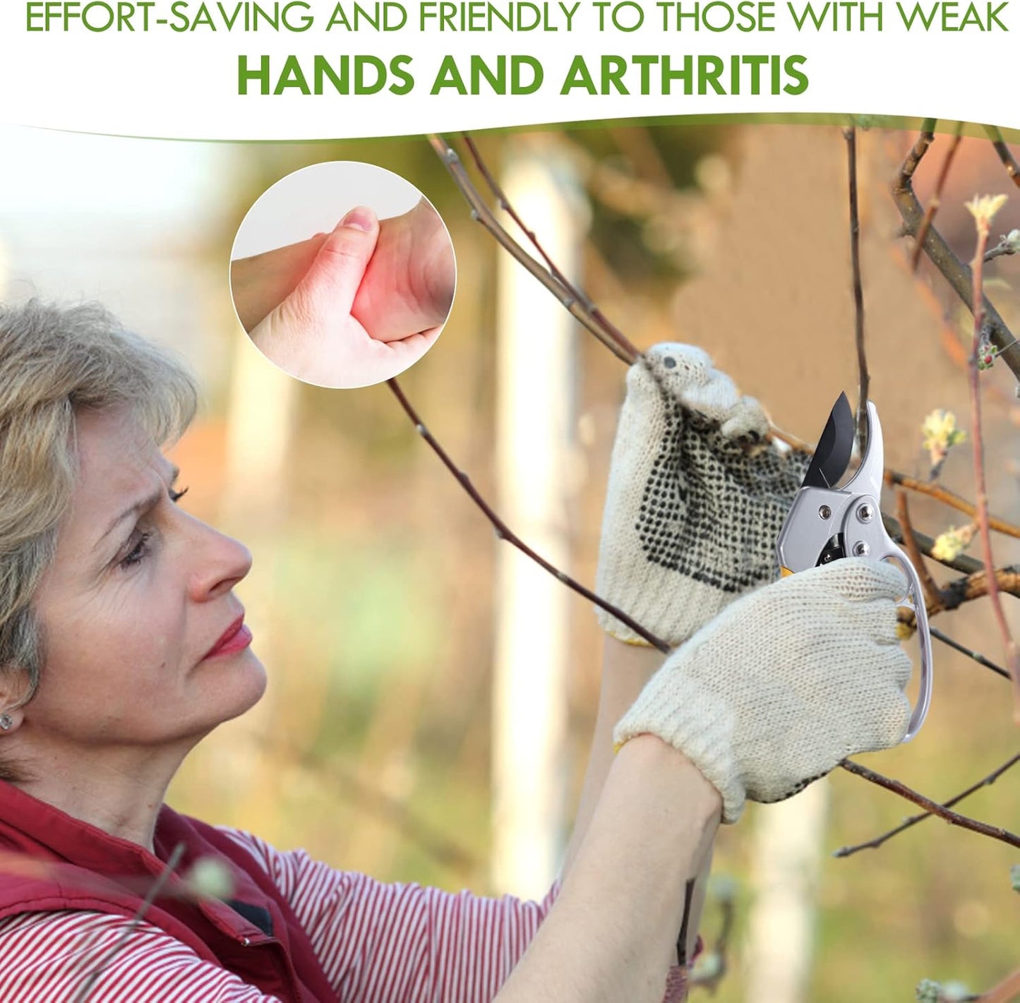 Ultra Sharp Germany Steel Pruning Shears - Cuts 3X Easier, Weak Hand Arthritis Snips, Rust-Resistant, Effortlessly 1-Inch Cut Capacity Garden Scissors, Ergonomic Handle (2 pack-yellow)