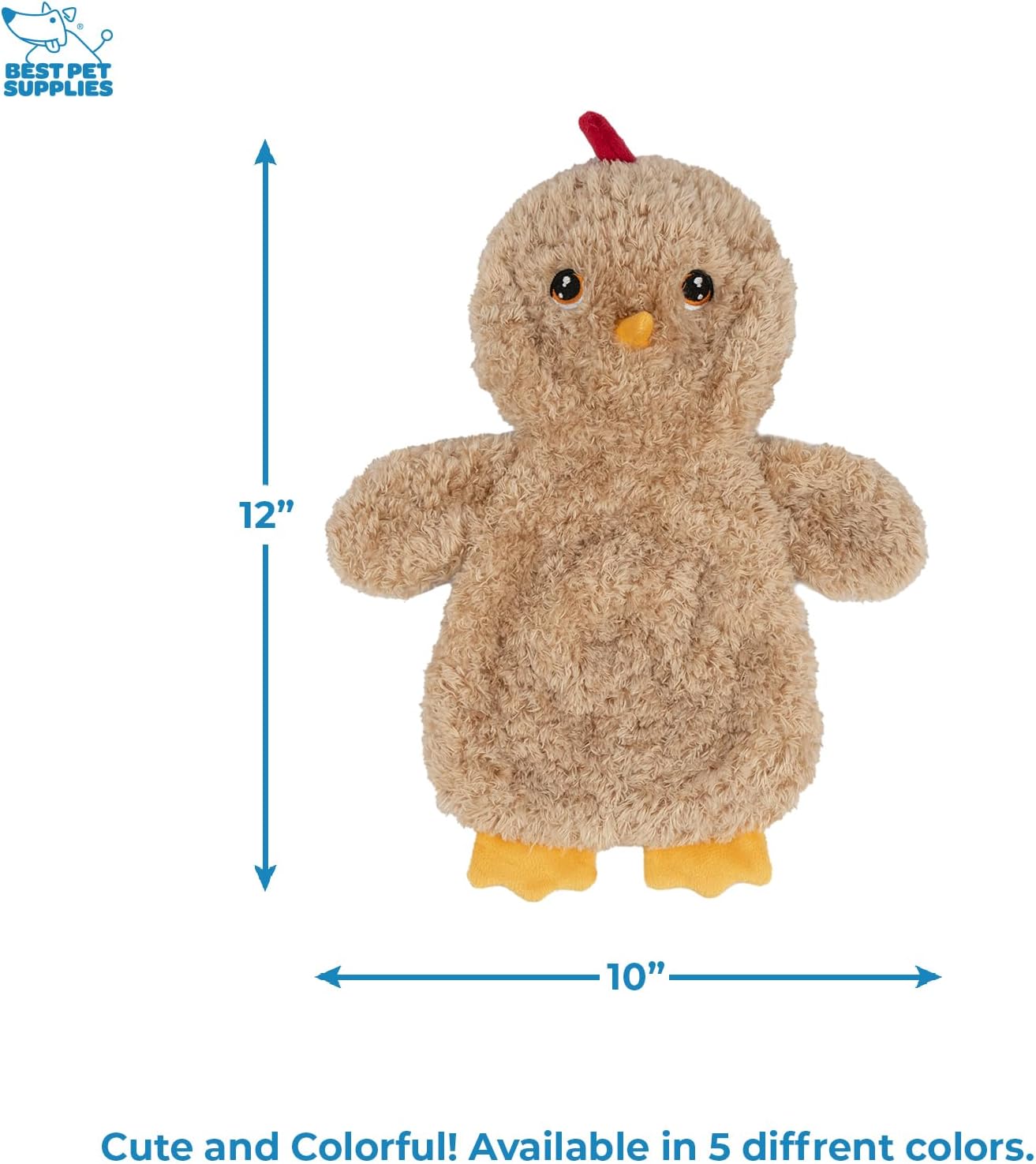 Best Pet Supplies Interactive Squeaky Dog Chew Toy, Ideal Dog Toys for Chewers, Small, Medium & Large Dogs, and Fetch Lovers - Crinkle Chicken (Khaki), Large