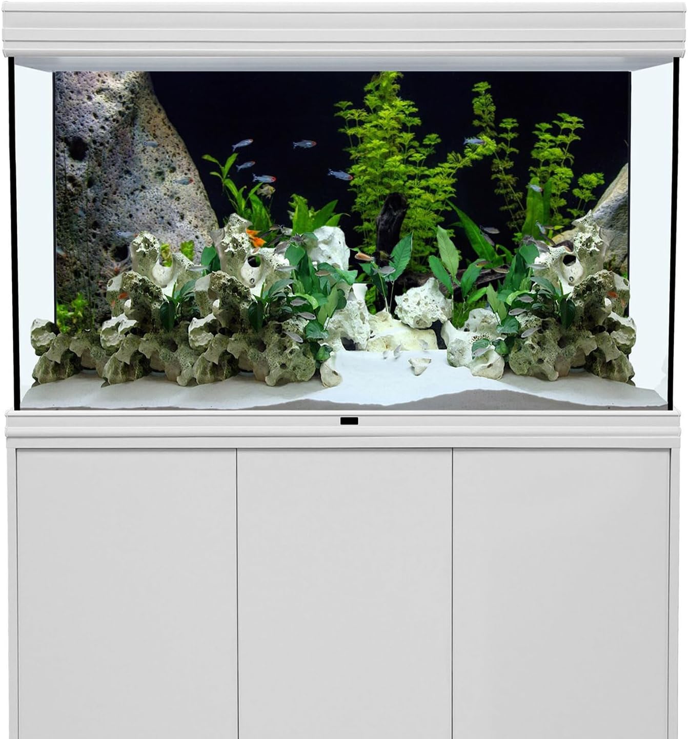AWERT Vinyl Underwater Aquatic Plant Fish Tank Background Stone River Bed & Lake Aquarium Background 30x12 inches