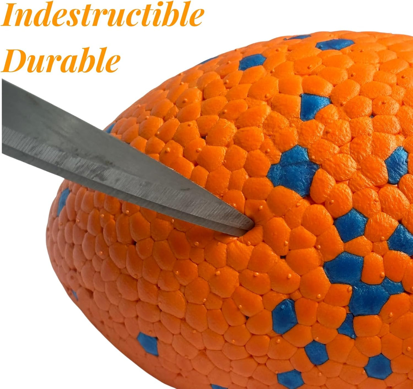 Tough Dog Toys for Aggressive Chewers & Teething Puppies, Bouncy Balls for Medium Dogs, Durable Pet Toys, Floating Dog Balls for Water Play (Orange-Blue)