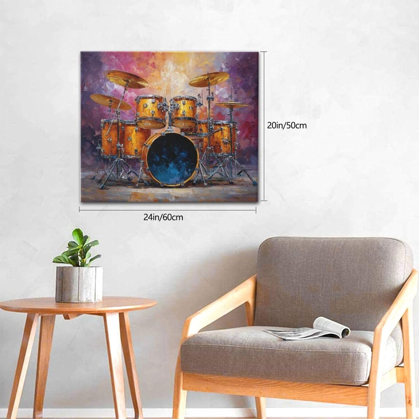 Music Wall Art Graffiti Musical Instruments Canvas Wall Decor Drum Pictures Painting Print Artwork Framed Decorations Gifts for Drummers Music Lover Studio Bar Musician Home Bedroom Living Room 20"x24"