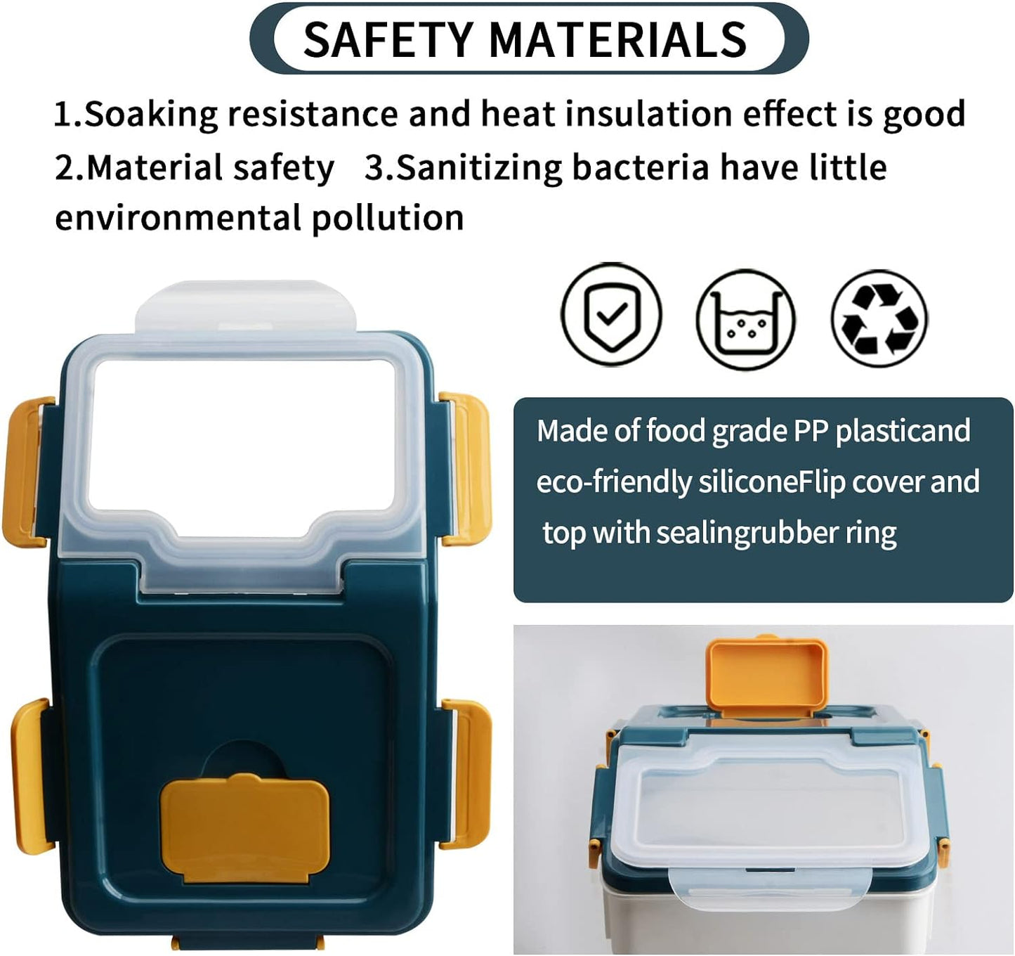 AnRui Airtight Flour Storage Container 25lb, Plastic Grain Storage Bucket, Rice Cereal Dispenser Organizer Box with Lid, Cat Dog Food Storage Bin with Measuring Cup, Scoop, Wheels, 2Pcs Blue