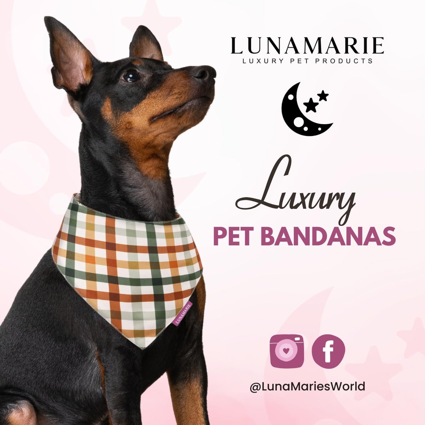 LunaMarie - Luxury Pet Birthday Bandanas -Premium & Silky Poly Fabric | 100% Handmade | Custom Shape Dual Layered (Autumn, Small)