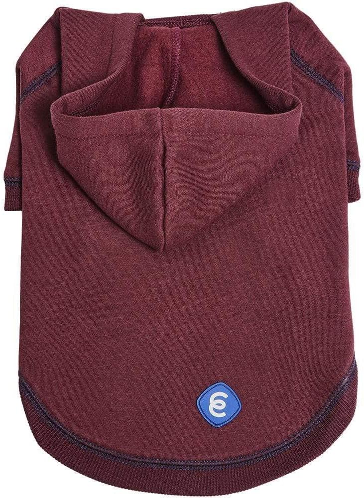 Blueberry Pet Dog Hoodie – 14″ Soft Cotton‑Blend Sweater for Small Dogs, Burgundy Red, Award‑Winning Frenchie Apparel