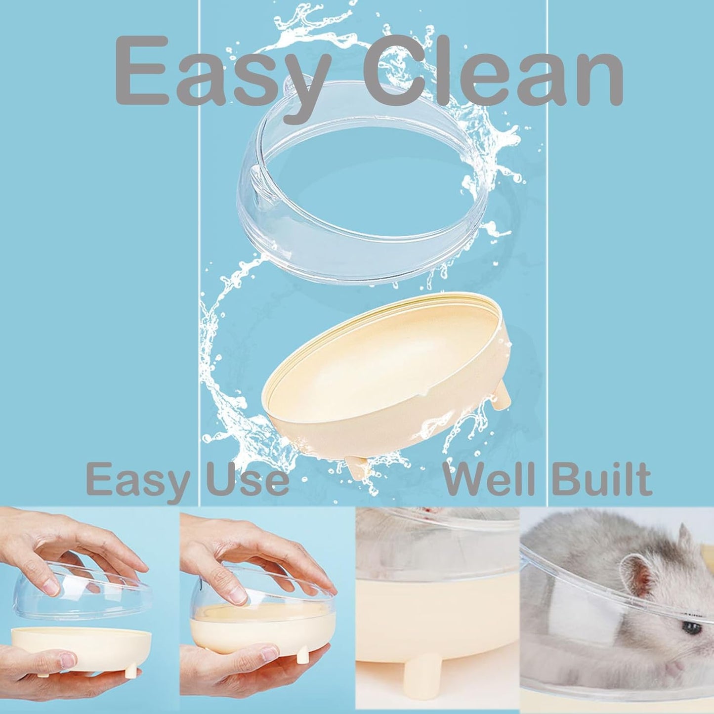 Meow&Woof Hamster Sand Bath Container, Large Sandbox Toilet Gerbil Batheoom, Tiny Chinchilla Dust Bathtub Sand Bath Box for Hamster Cage Accessories 6.5 Inch - Blue