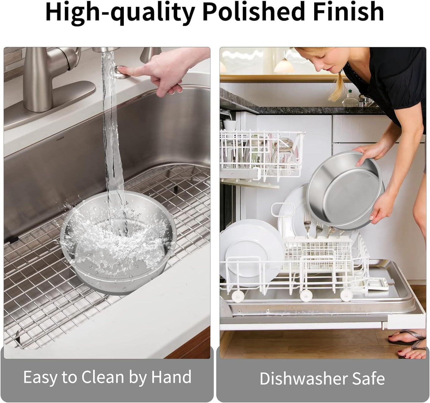 Taglory 11 Cup Stainless Steel Dog Bowls Set of 2 for Food and Water, Silicone Base Anti-Slip, Rust Resistant, Extra Thick Metal Bowls for Large Dogs, 84oz, Gray