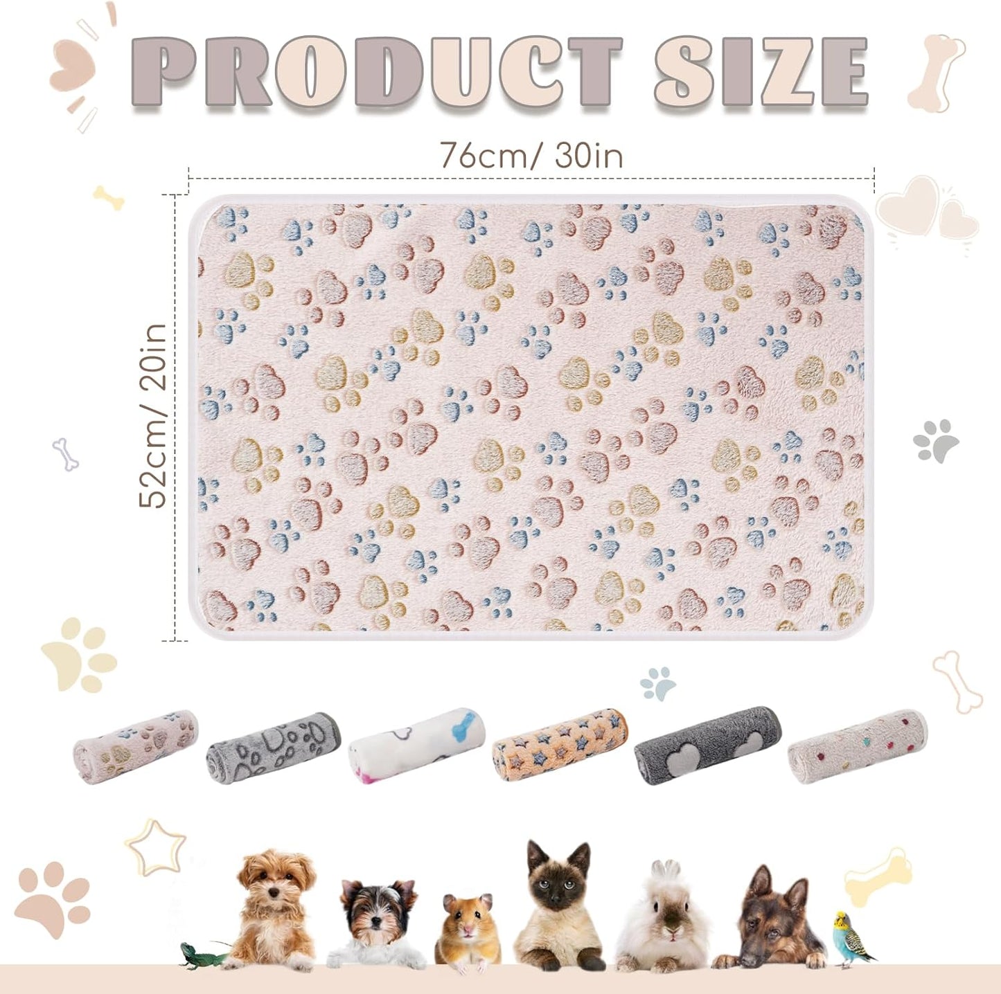 6 Pack Guinea Pig Cage Liner, Washable Guinea Pig Fleece Blankets Beding Accessories, Flannel Throw Warm Sleep Mat, Pet Pee Pads for Small Animal Hamster Rabbit Puppy Cat (26x14 Inch)