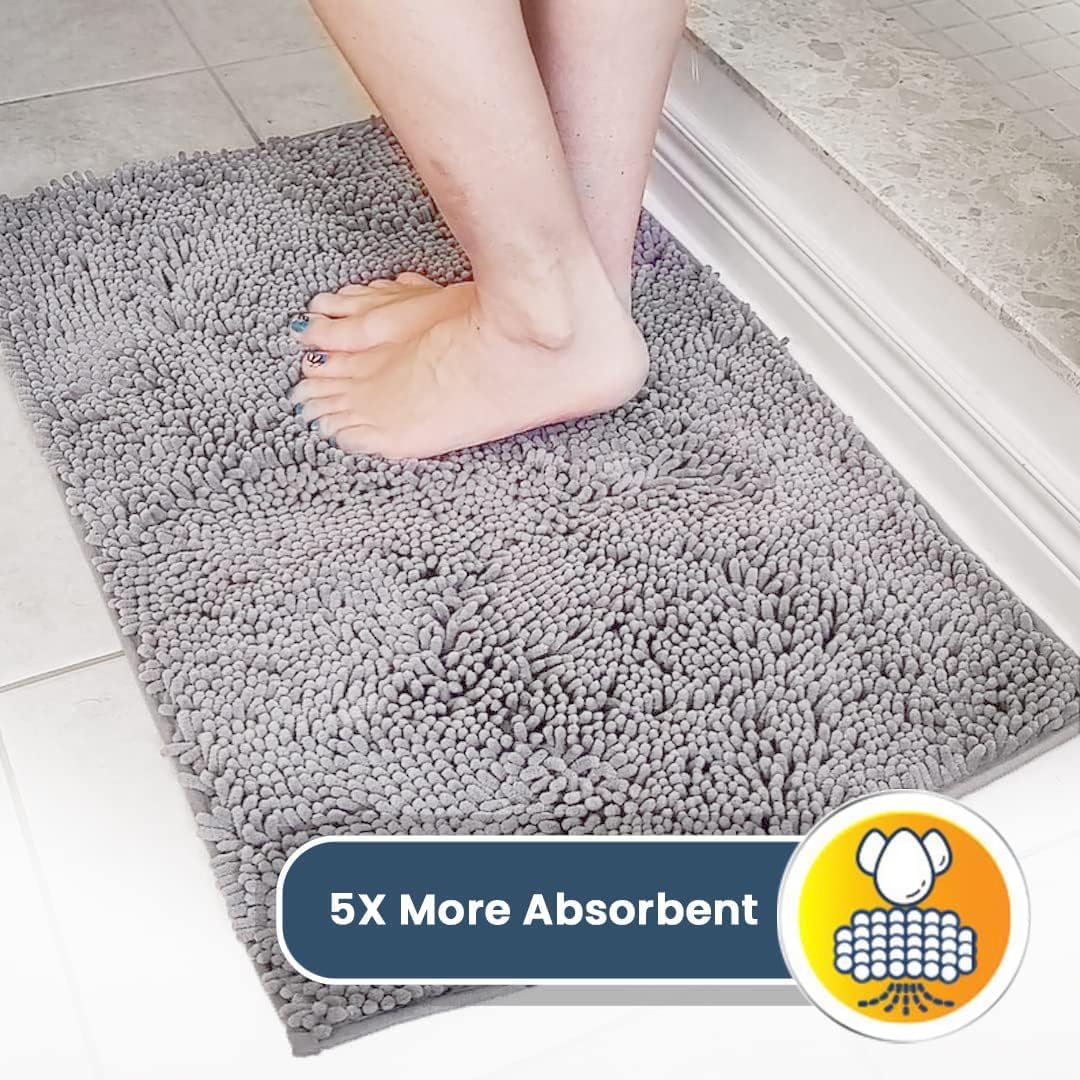 Muddy Mat® Original Dog Door Mat for Muddy Paws, Super Absorbent Microfiber, Non-Slip Washable Pet Rug, Quick Dry Chenille Entryway Carpet, Machine Washable Indoor Outdoor mat, Grey 24"x120"