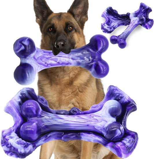 Magicorange Tough Dog Toys, Chew Toys for Aggressive Chewers, Dog Bone Toy Nylon Almost Indestructible Dogs Toy for Teeth Cleaning and Training (Purple)