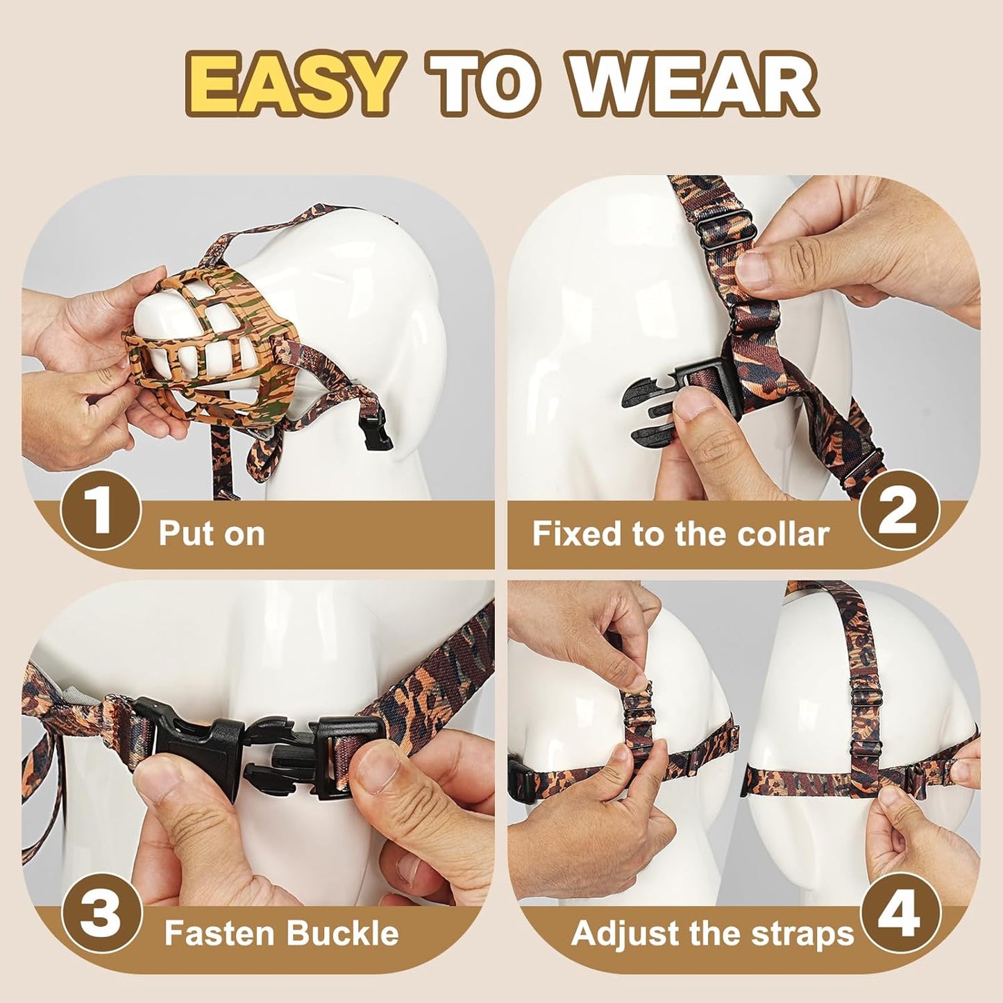 Basket Muzzle to Prevent Biting, Dog Muzzle for Large Medium Small Dogs Allows Panting Drinking Anti Chewing, Perfect for Grooming Trimming Training and Aggressive Reactive Dogs (Brown, Size 2)