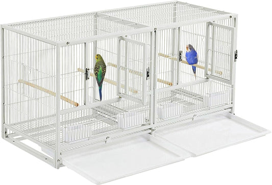 Combo Breeding Stacker Center Divided Breeder Bird Flight Double Rolling Cage with Side Breeding Nest Door Single Stacker