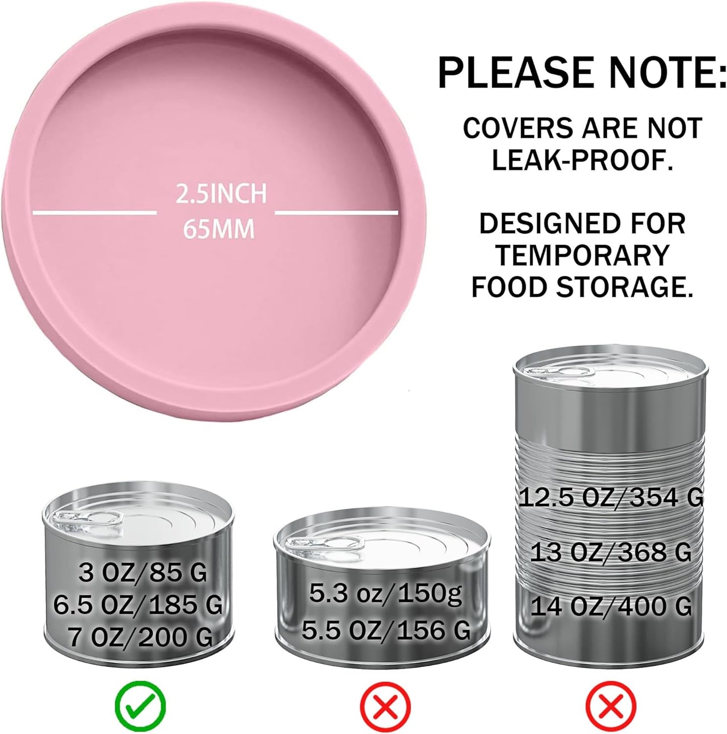 OHMO 2 Pack Cat Food Can Lids, Small Size (3 oz) Silicone Pet Food Can Lids Covers for 3 oz Cat Food Cans, Pink