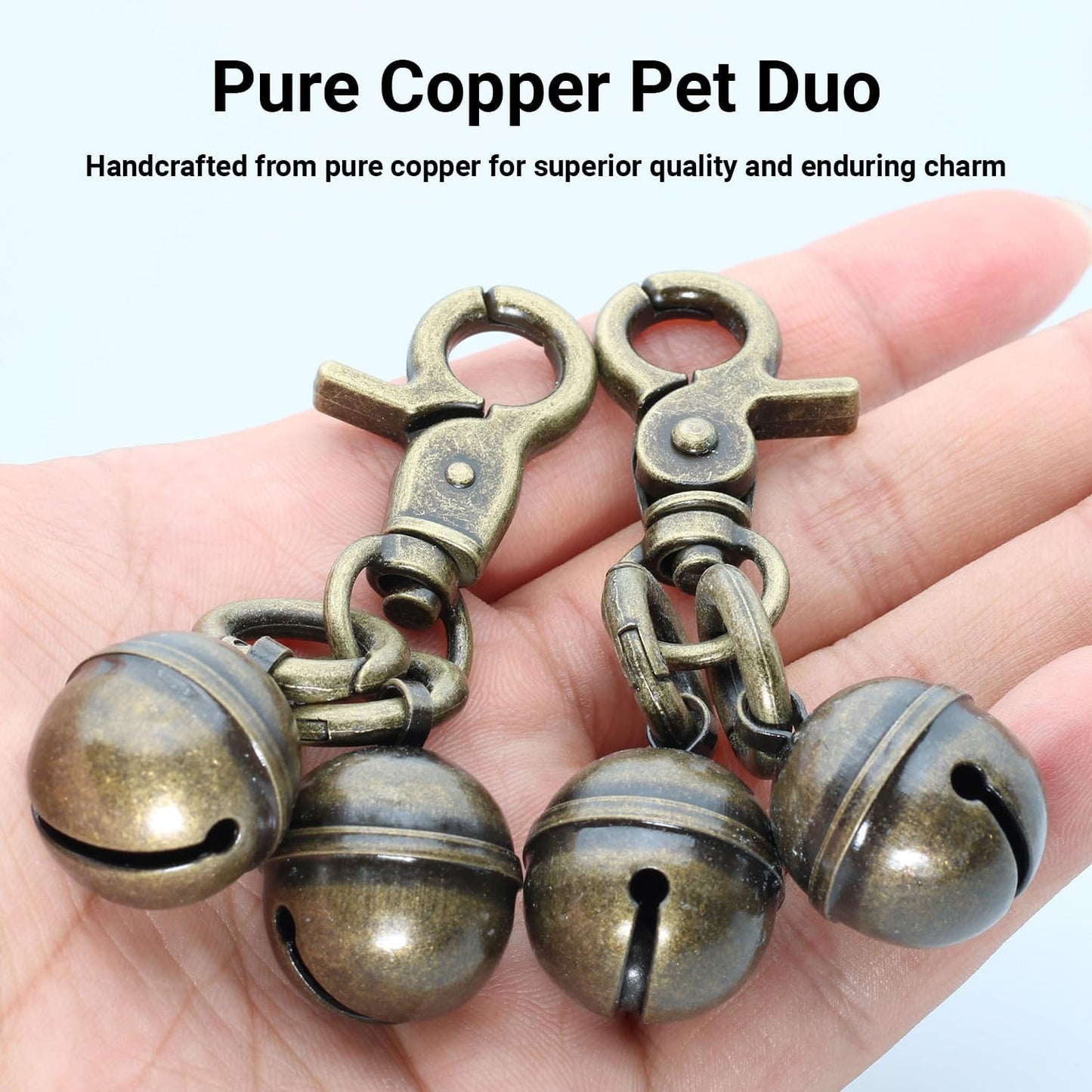 Copper Bells for Dog Collars with Snap Clips - Made of Pure Copper for Dogs/Cat - Clear Sound & No Rust - Save Birds Wildlife, Know Where Your Pet Christmas Sounds