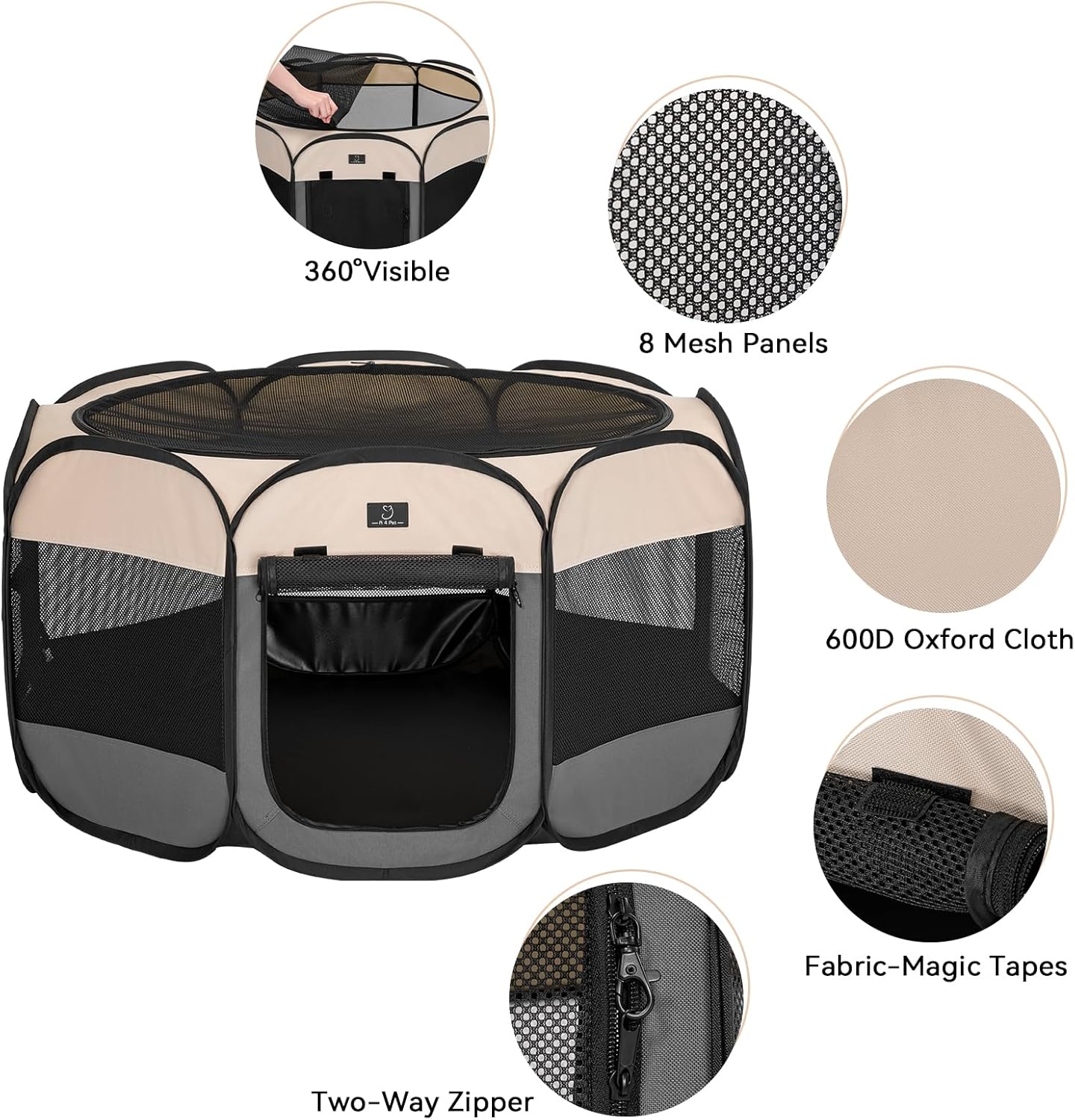 A4Pet Portable Kitten Playpen for Cats, 27" Foldable Pet Playpen for Puppy/Cat/Rabbit/Chick, with Removable Zipper Top & Mesh Panel(11”W × 7.5”H)