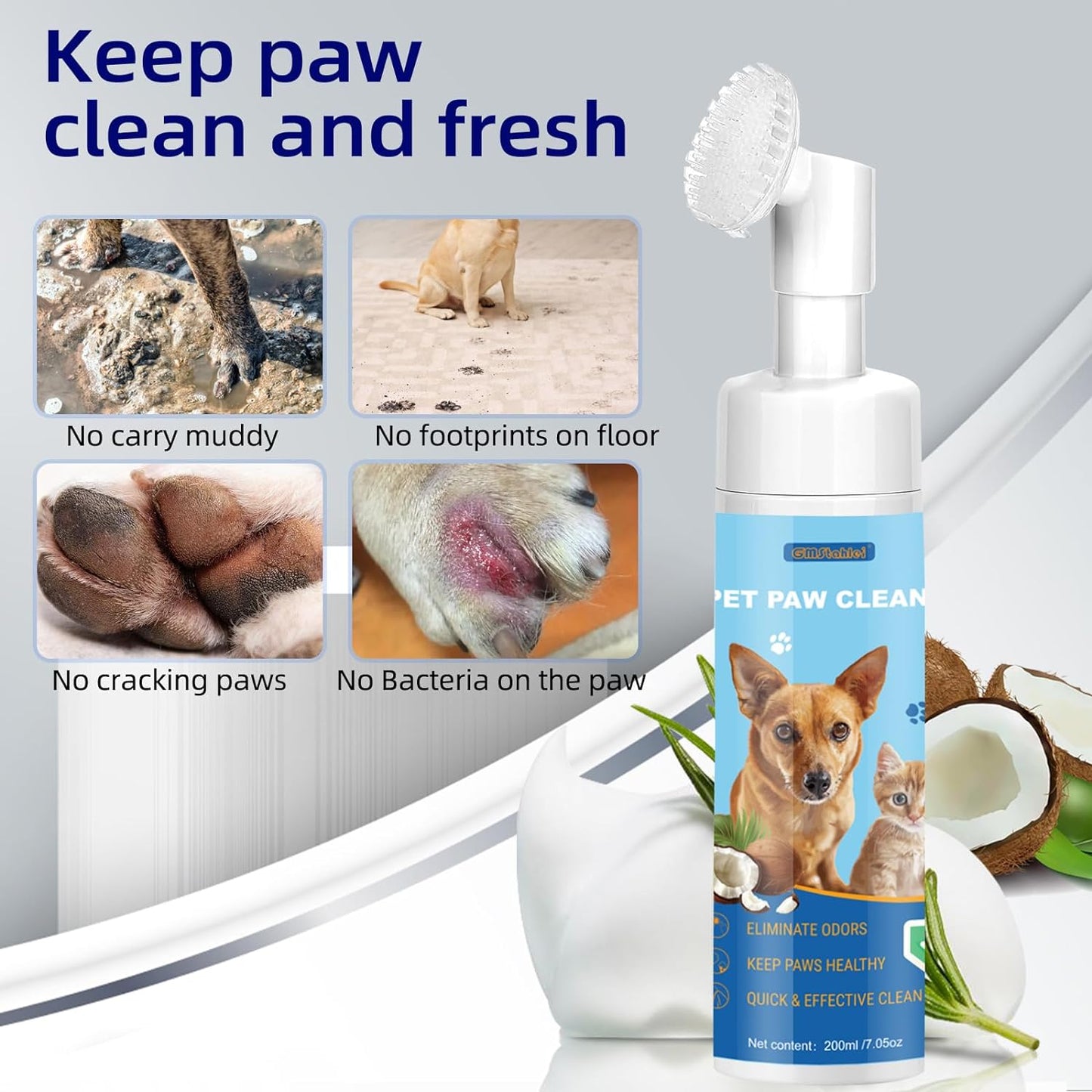 Dog Paw Care Kit,No-Rinse Paw Cleaner for Dogs & Cats,Dog Paw Balm for Heals -Repairs Dry Cracked Paws & Nose with 1 Pet Cleaning Towels,Natural Dog Paw Protector for Pet Foot Washer Care