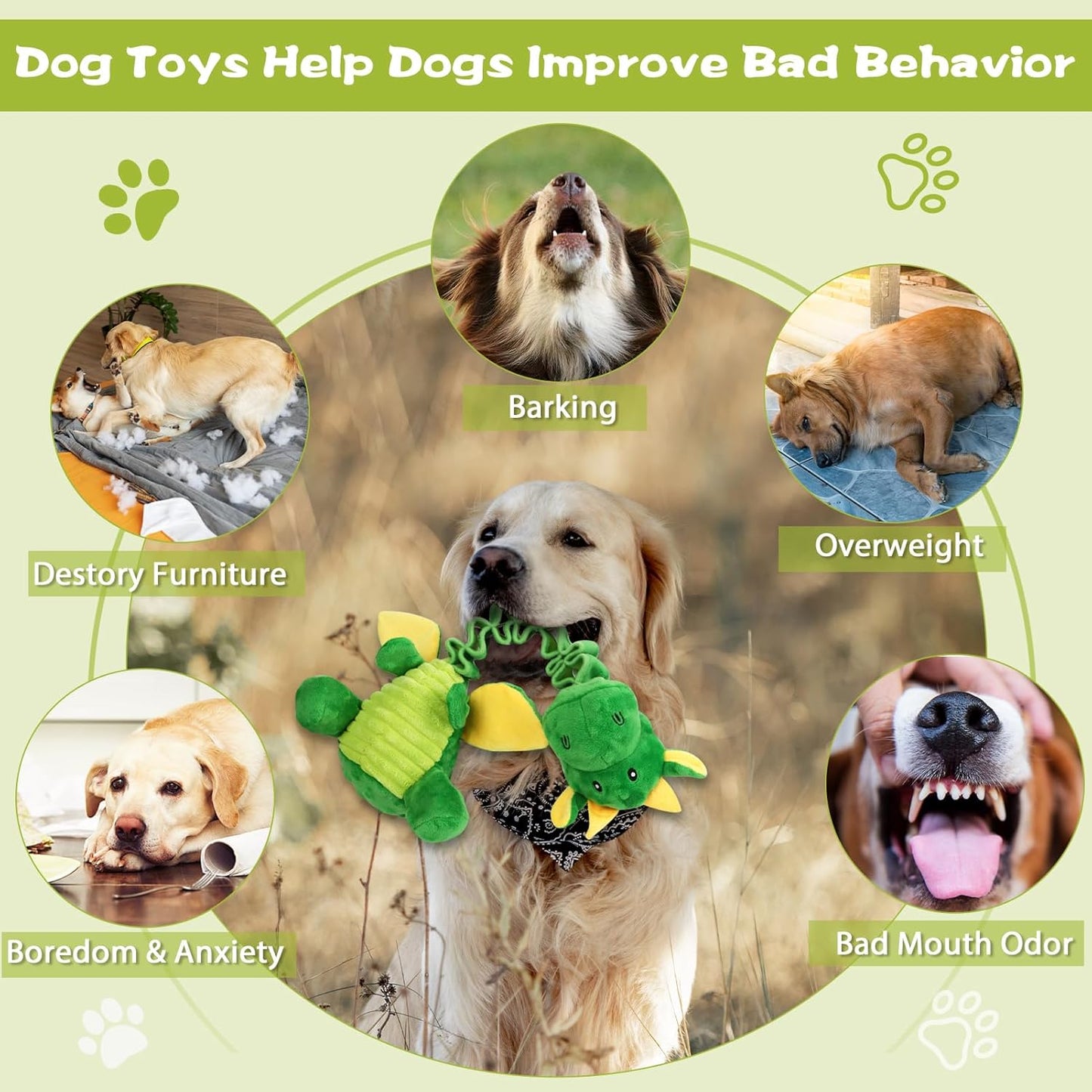 Large Squeaky Dog Toys, Tug-of-War Puppy Toys with Crinkle Paper, Stuffed Plush Animal Dog Toys to Keep Them Busy, Bonding Time Pet Toys for Small, Medium, Large Dogs