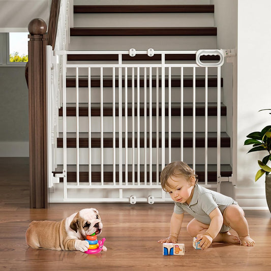 Mom's Choice GROWNSY Baby Gate No Bottom Bar, Adjustable Width 26” to 36” for Child and Pet, Dog Gate with Auto-Close & One-Hand Operation, Screw-in Installation for Doorways and Indoor Use