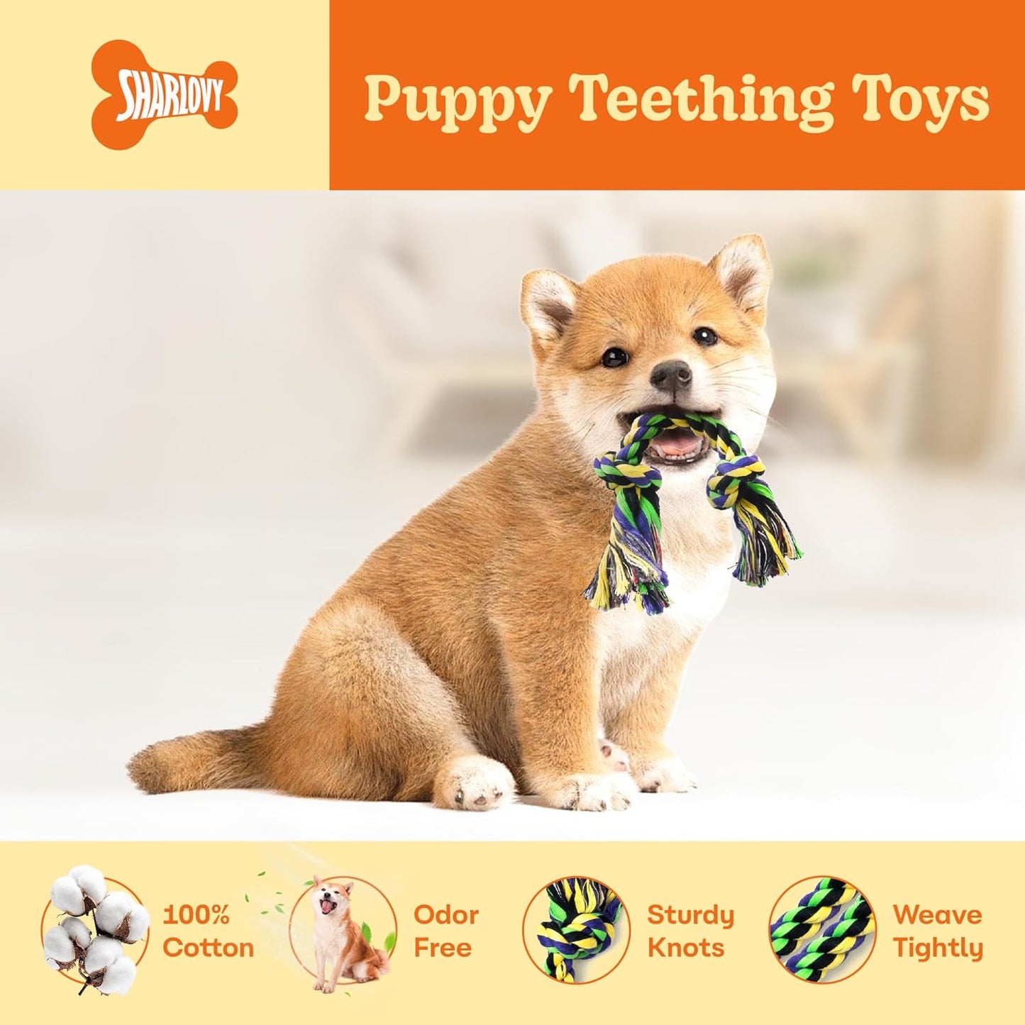 Puppy Teething Toys for Small Dogs, 5 Pack Cotton Puppy Dog Rope Toy for Small Dogs, Durable Dog Chew Toys for Aggressive Chewers Small Breed, Interactive Tug of War Puppy Toys to Keep Them Busy