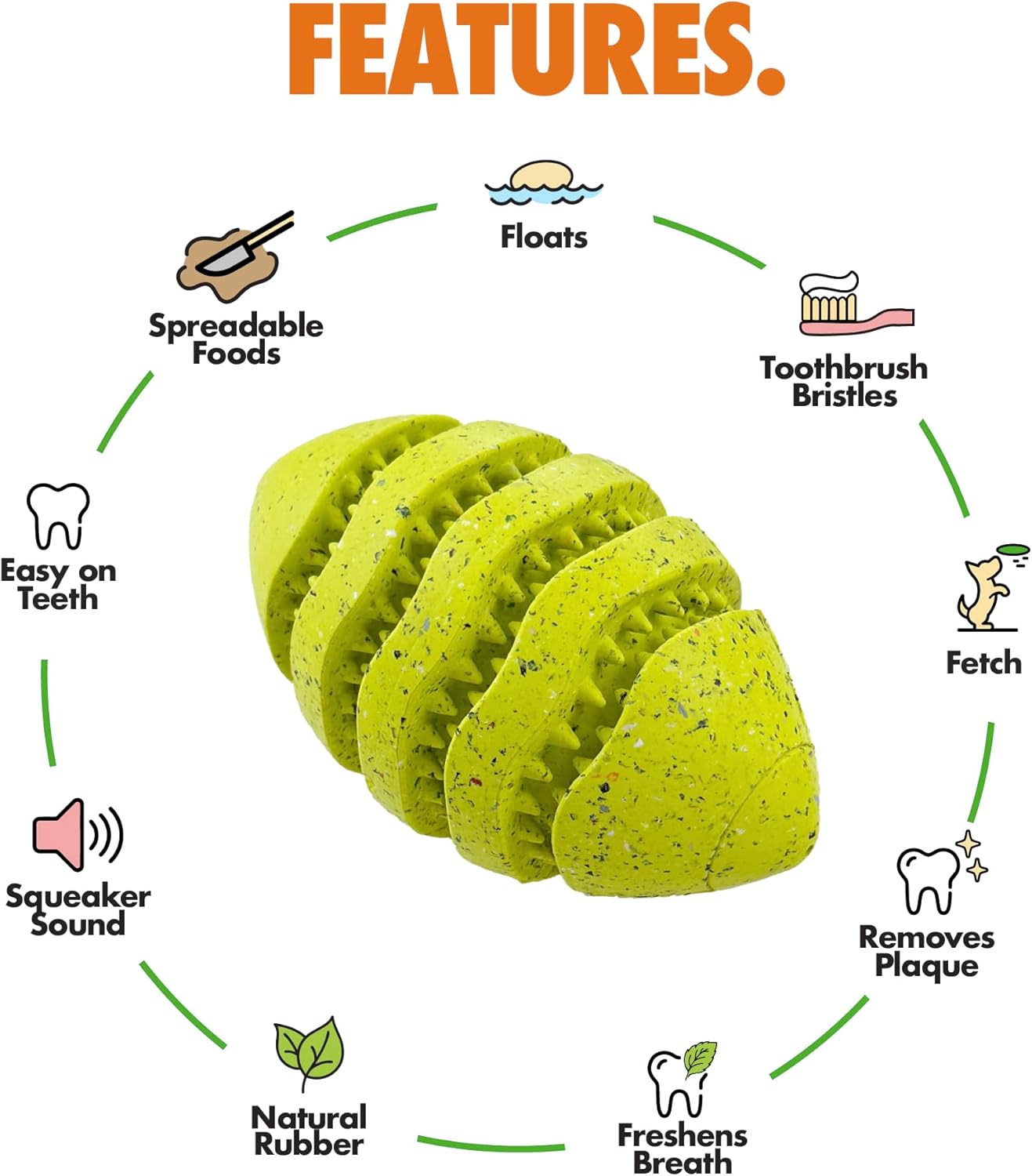 Max Fusion with Nike Grind, Arlee Spiro Football Treat Dispensing Dog Toy, Durable Dog Treat Toy, M