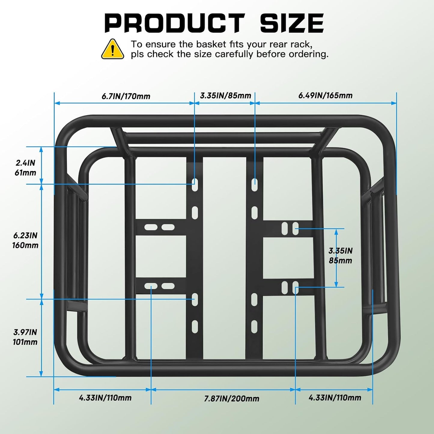 RAYMACE Rear Rack Bike Basket with Cargo Net and Liner Large Bicycle Basket Perfect Mount for Electric Bike