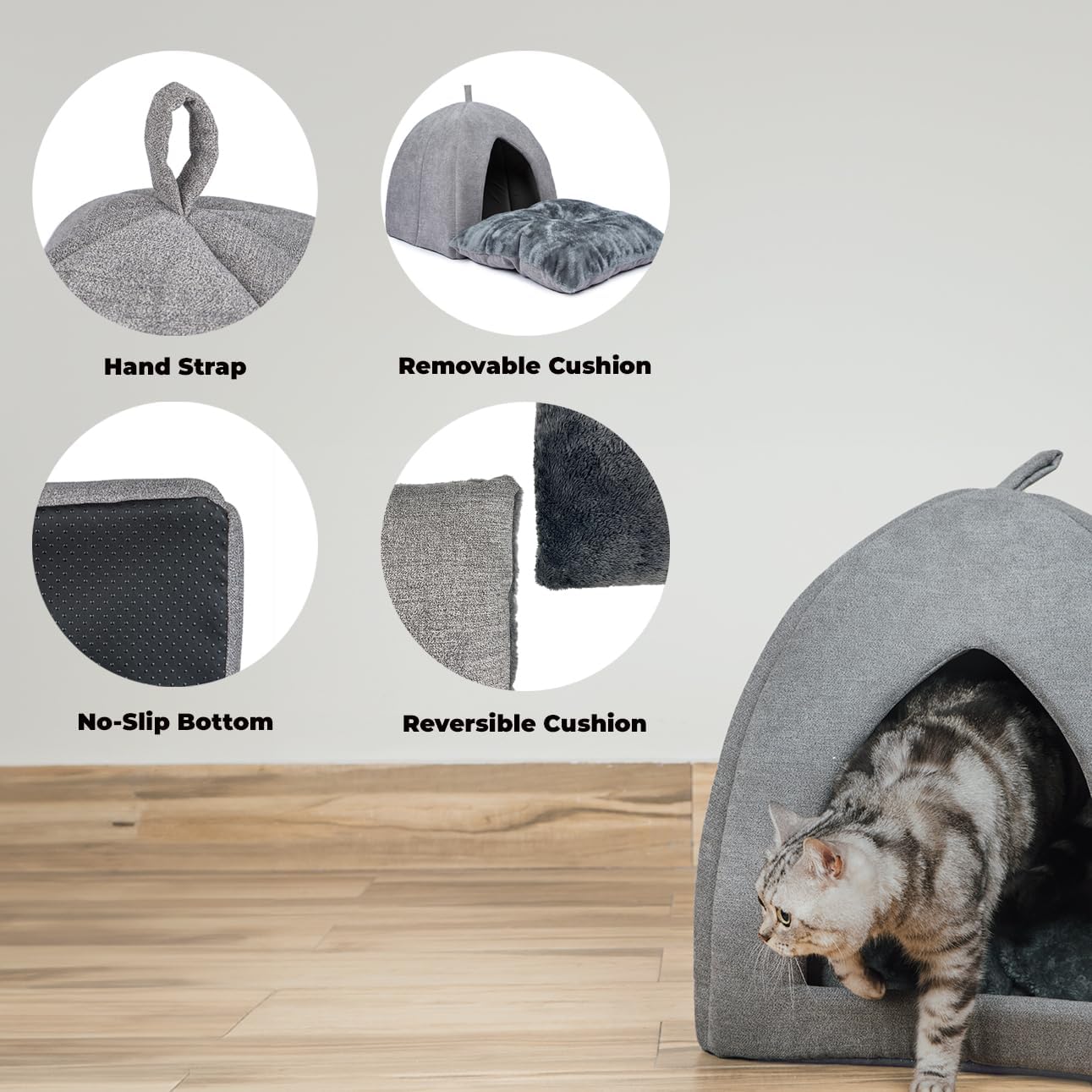 Best Pet Supplies Pet Tent-Soft Bed for Dog and Cat by - Gray, 16" x 16" x H:16"