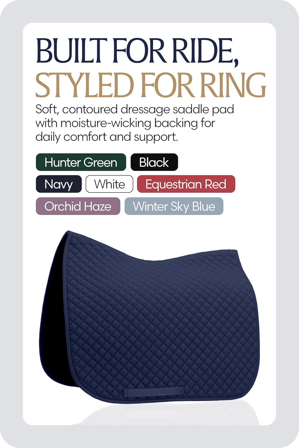 Equinavia Harstad Dressage Saddle Pad | Classic & Durable | Moisture-Wicking Tricot Backing