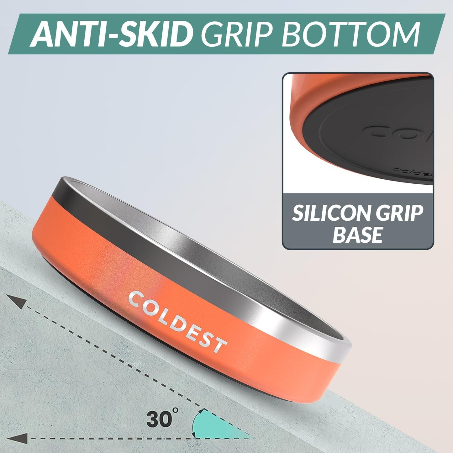 Coldest Dog Bowl - Anti Rust Metal, Non Slip, 3 Layers Insulated Stainless Steel Dog Bowls - Spill Proof & Heavy Duty - Water Bowl for Dogs, Cats & Pets, Dish Washer Safe (21 oz, Mars Red Glitter)