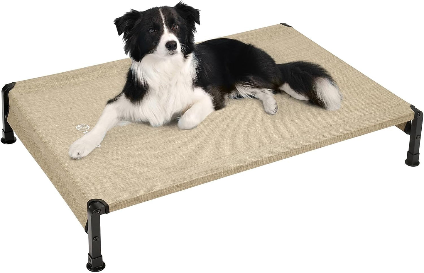 Veehoo Cooling Outdoor Dog Bed, Heavy Duty Elevated Pet Bed with Washable & Breathable Teslin Mesh, Non-Slip Silicon Feet, Dog Cot Bed with Support Hem, 41" x 27", Beige Coffee, CWC2433
