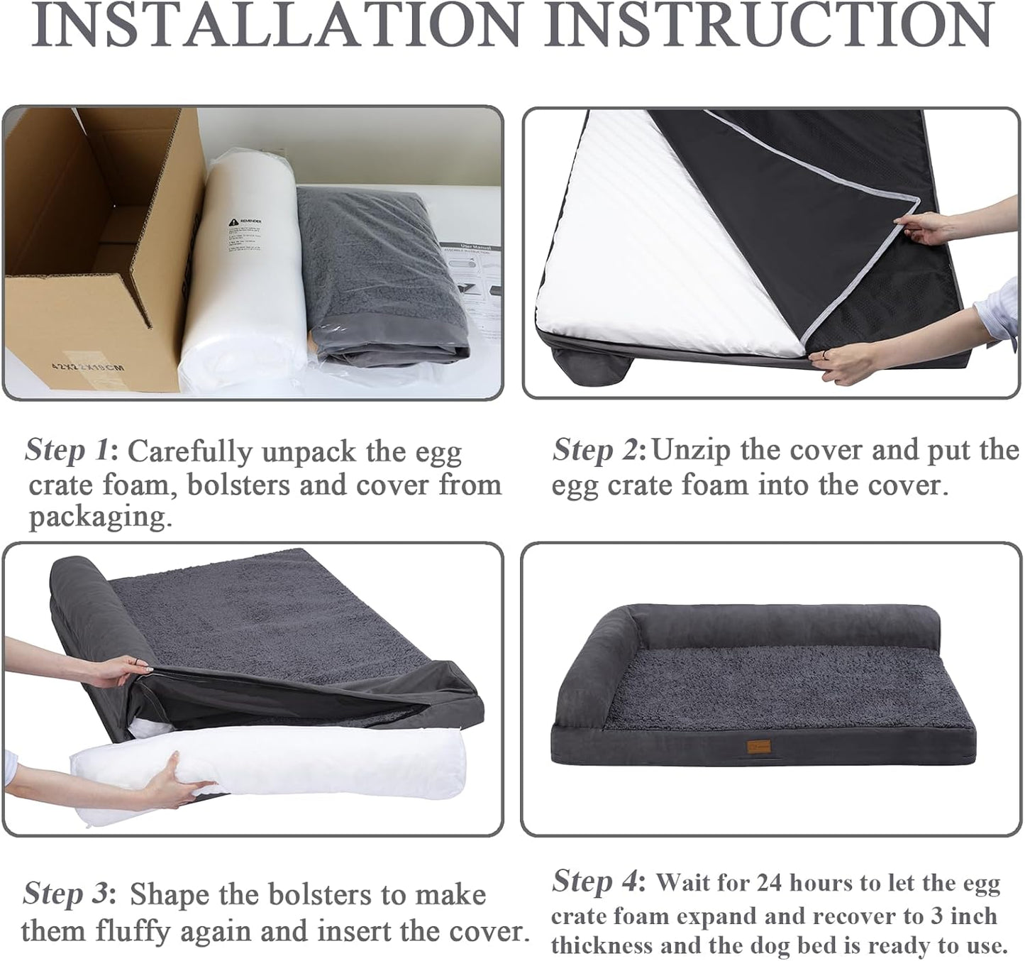 Small Orthopedic Dog Bed Couch With Waterproof and Removable Cover, Fluffy for Crate Sofa With Nonskid Bottom, Pet Bed for Dogs Up to 35lbs, 30" L x 20" W x 7" Th