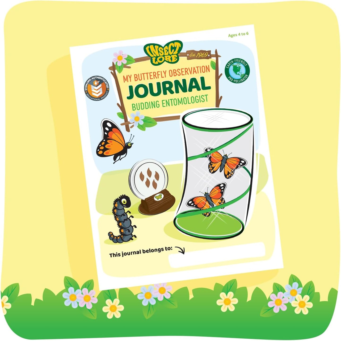 Insect Lore Butterfly Garden Kit with Live Caterpillars – Grow 10 Painted Lady Butterflies | STEM Learning Activity, Habitat with Journal, Stickers, Seeds & Figurines | As Seen on TV