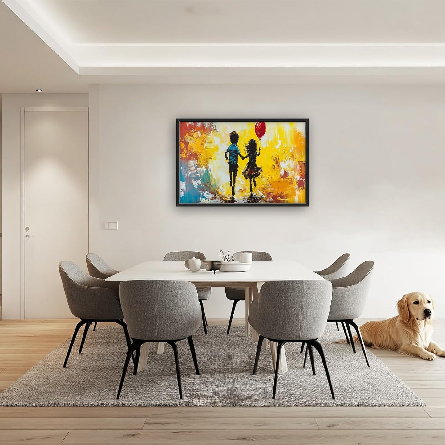 Framed Large Banksy Wall Art for Living Room, Oversized Colorful Graffiti Children Wall Decor, Peaceful Canvas Painting Pictures Modern Artwork Home Decoration for Living Room Bedroom 36"x24"