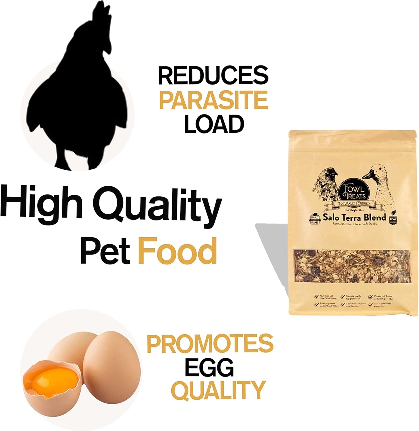 Naturally Fortified Treats – Protein Rich Supplement Suitable for Chickens, Hens and Ducks, Hand Mixed with USA Grown Ingredients – Salo Tera Blend – 32oz