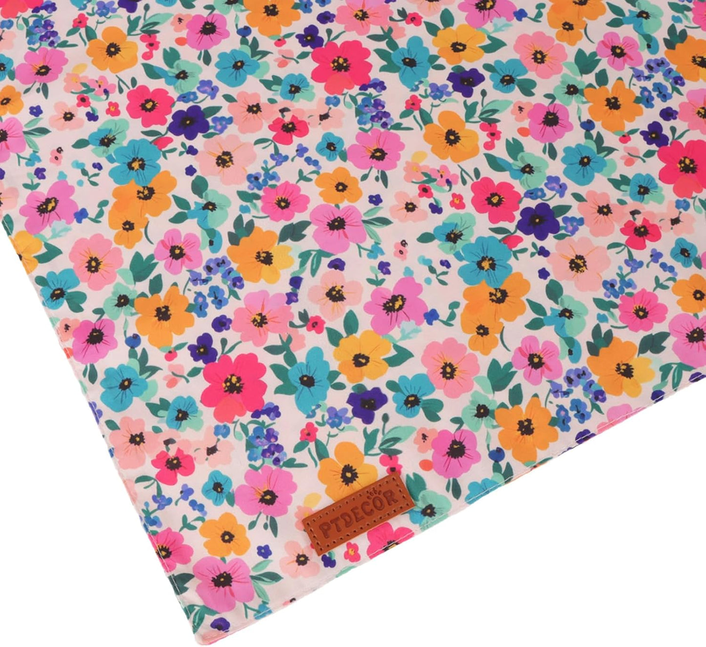 PTDECOR Floral Dog Bandana, Flower Reversible Pets Scarf, Premium Durable Fabric, Adjustable Pink Green Bandanas for Small Dogs Puppies Cats(Small)