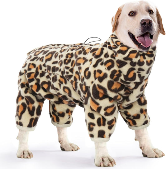 ROZKITCH Dog Jacket with Legs, Pet Windproof Warm Cold Weather Jacket Vest with Luminous Zipper, Jumpsuit Apparel Outfit Clothes for Large Giant Dog Brown 4XL