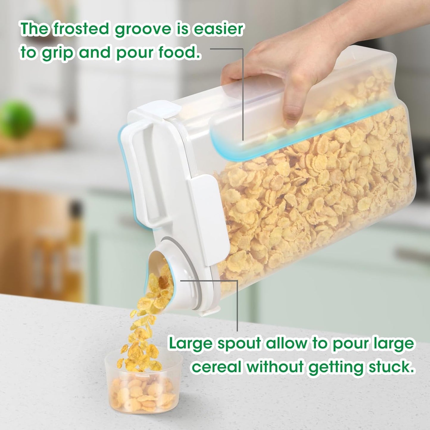 TBMax Airtight Rice Container 10 Lbs Cereal Dispenser, Small Pet Cat Dog Food Storage Container, Plastic Kitchen Pantry Food Storage Holder with Cup -White