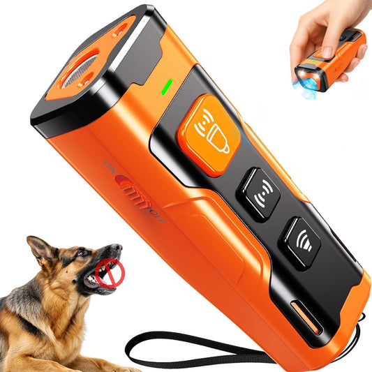 Dog Bark Deterrent Devices, Ultrasonic Anti Barking Device for Dogs, Stopping Own or Neighbor's Dog Barking,Portable Dog Training Device, Safe & Effective for Indoor & Outdoor Use, Orange