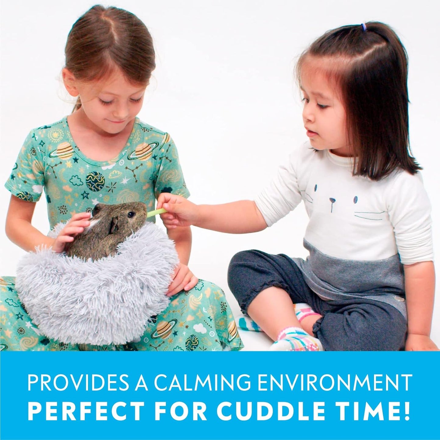 Paw Inspired Furr-O Burrowing Pet Bed with Zip-On Spandex and Fleece Bottoms for Guinea Pigs and Other Small Animals, Cozy Carrier, Hideout Enrichment Toy, Cage Accessories (Light Gray)