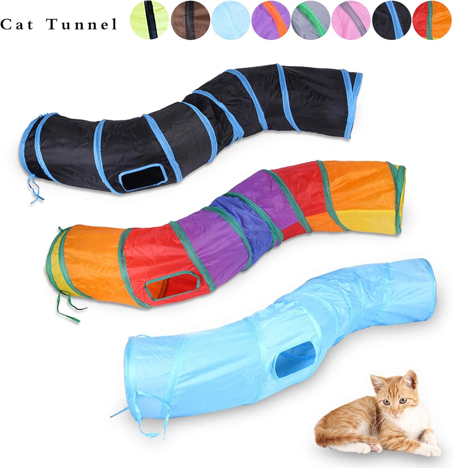 iCAGY Cat Tunnel for Indoor Cats Interactive, Rabbit Tunnel Toys, Pet Toys Play Tunnels for Cats Kittens Rabbits Puppies Crinkle Pop Up Brown 47" Shape S