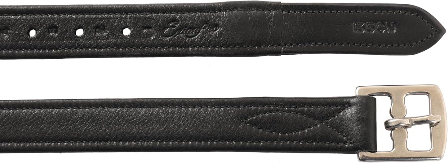 Exion FlexiStrong Stirrup Leathers for English Saddle | Ultra-Soft Cow Calfskin with Nylon Core | 1” Wide Stirrup Leathers for Daily Use | Sizes 48" to 62" | Black, Brown