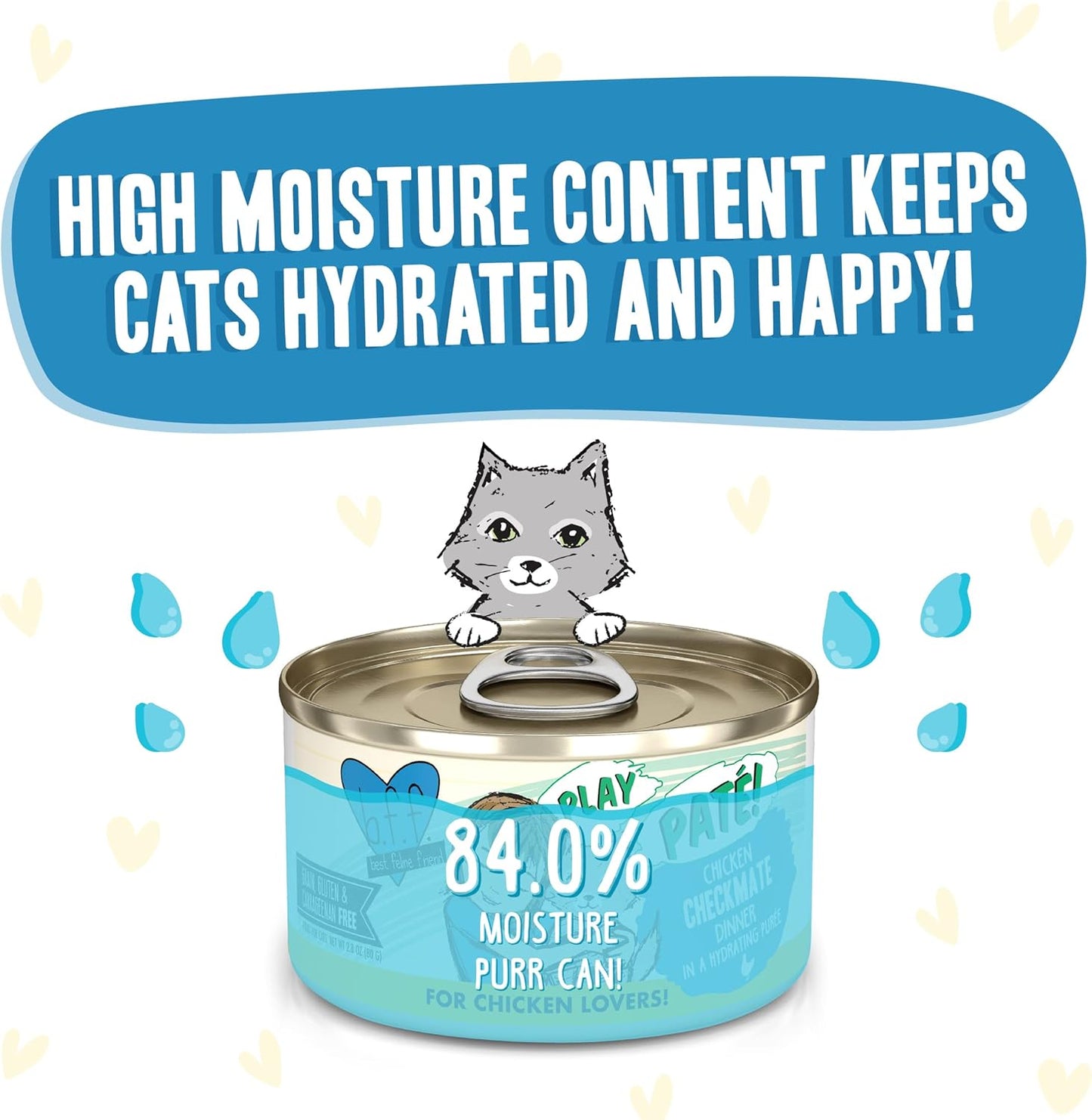 Weruva B.F.F. Play - Best Feline Friend Paté Lovers, Aw Yeah!, Chicken Checkmate with Chicken, 2.8oz Can (Pack of 12)