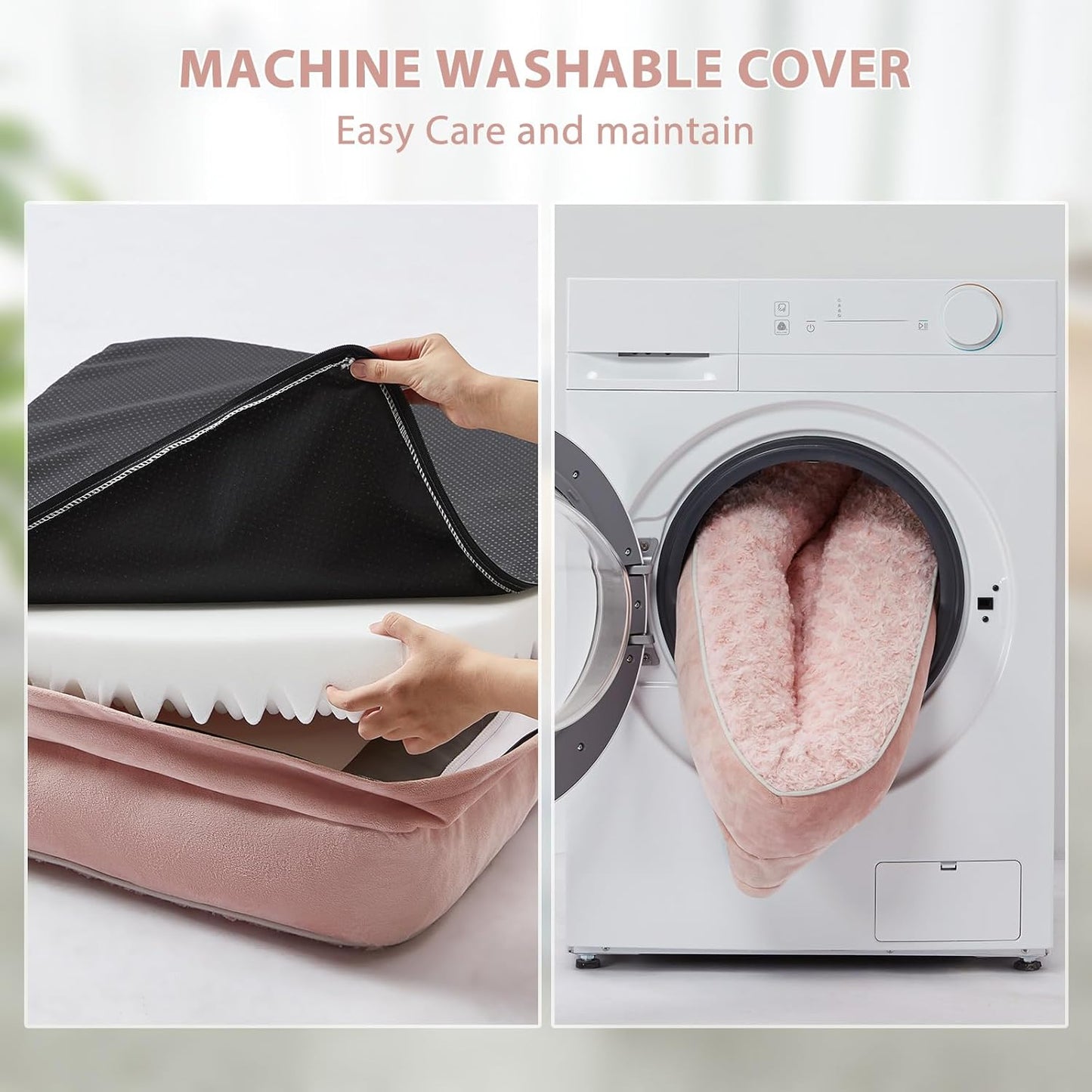 BFPETHOME Orthopedic Dog Beds for Large Dogs-Waterproof Sofa Dog Bed with Removable Washable Cover, Big Pet Bed with Waterproof Lining and Nonskid Bottom,Pet Bed for Large Dogs,Pink