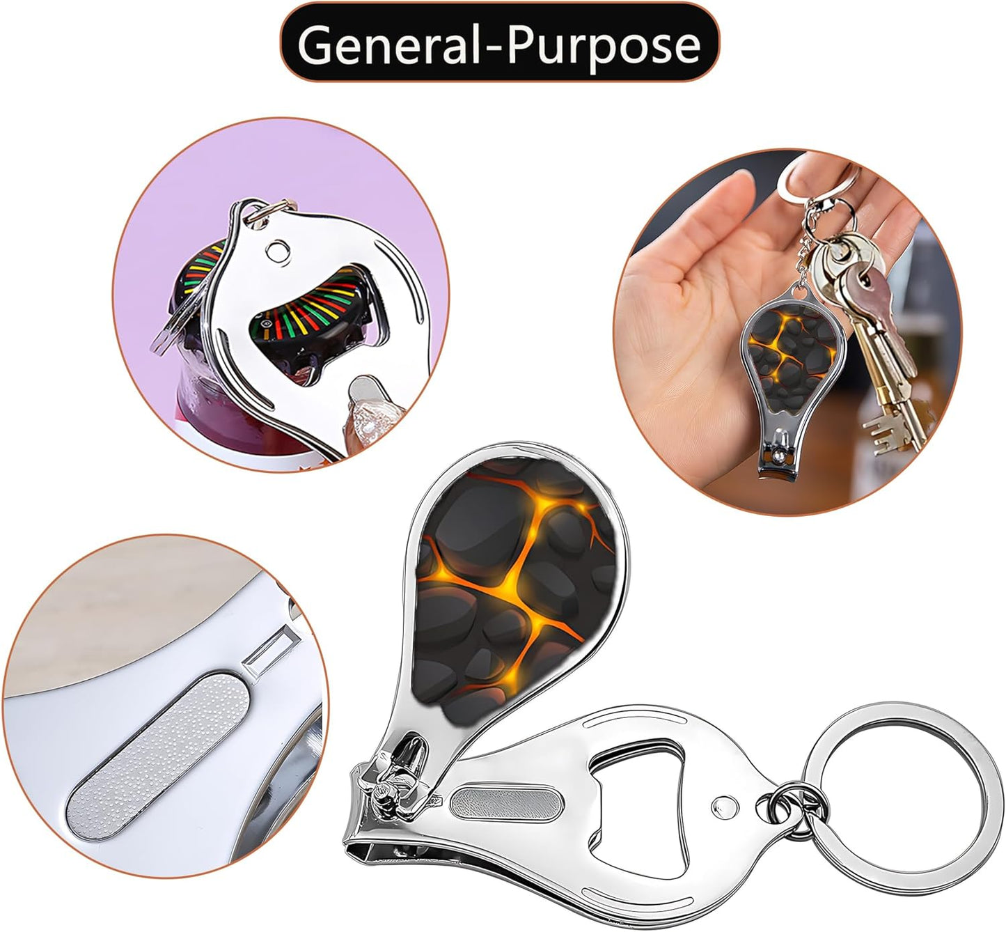 Nail Clippers with Key Chain Cute Stainless Steel Nail Cutter with File Professional Toenail Clipper for Men Multifunction Toenail Clipper 2 Pack Nique Cutter for Adult(Black Marble)