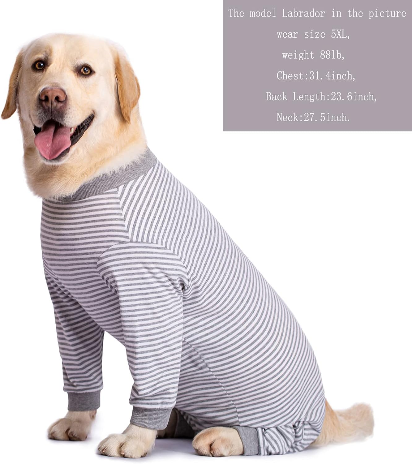 Yeapeeto Dog Onesie Surgery Recovery Suit for Large Medium Bodysuit Dogs Pajamas PJS Full Body for Shedding, Prevent Licking, Wound Protection, Cone Alternative (3XL, Grey)