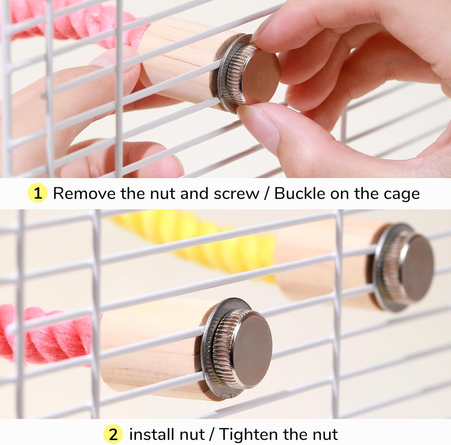 Multi-Color Rope Bird Perch Toys for Parrot Cage Stand, Climbing Swing Accessories for Cockatiel, Parakeets, Budgies, Lovebirds, Conures, Finches - 31.5 inch