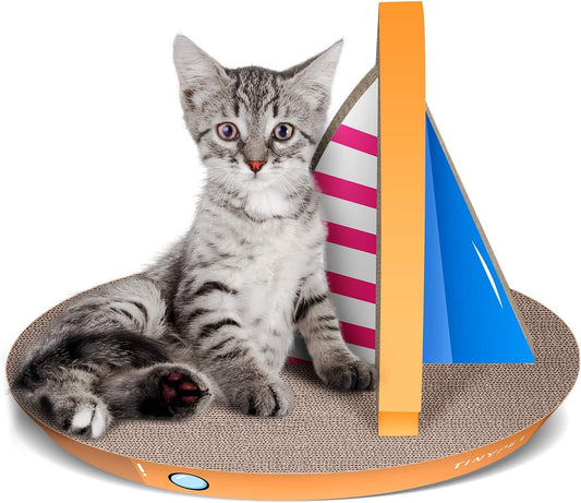 Cat Condo Scratcher Post Cardboard, Sailboat Shape Cat Scratching Lounge Bed, Durable Pad Prevents Furniture Damage,21.26x13.78x15.75 inch