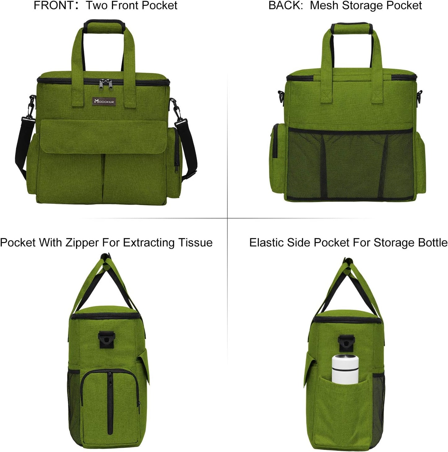 Modoker Dog Travel Bag, Weekend Pet Travel Set for Dog and Cat, Airline Approved Tote Organizer with Multi-Function Pockets and 2 Food Storage Containers, 2 Collapsible Bowls, 1 Feeding Mat (Green)