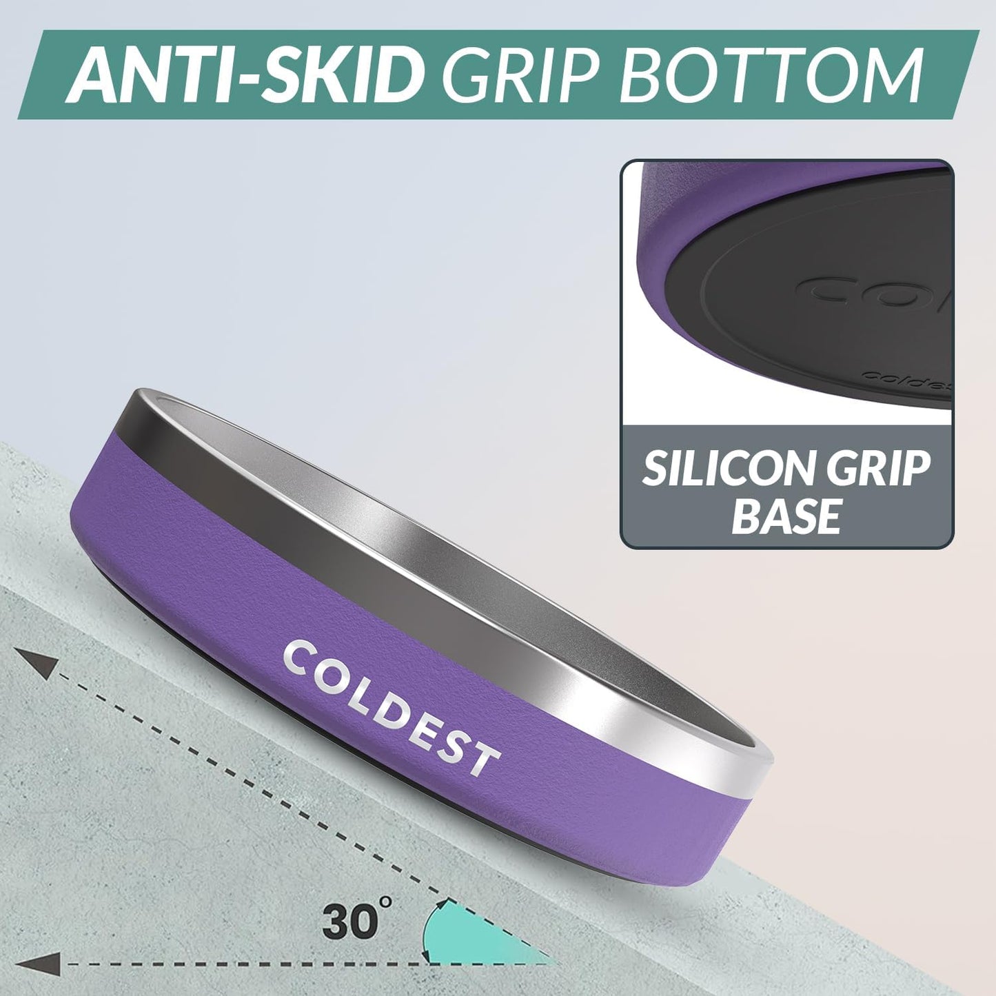 Coldest Dog Bowl - Anti Rust Metal, Non Slip, 3 Layers Insulated Stainless Steel Dog Bowls - Spill Proof & Heavy Duty - Water Bowl for Dogs, Cats & Pets, Dish Washer Safe (21 oz, Galaxy Purple)