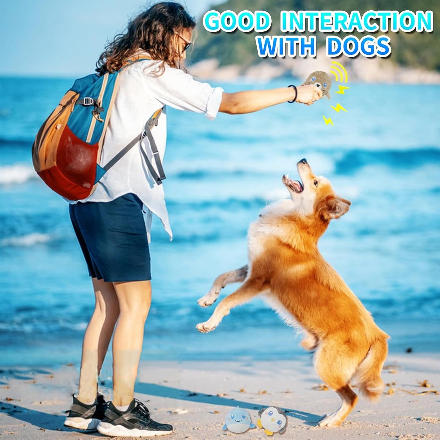 DKING 3Pack Squeaky Dog Balls,2 in1 Funny Puppy Ball Toys,Birthday Dog Toy for Small Medium Dogs (Ocean Ball)