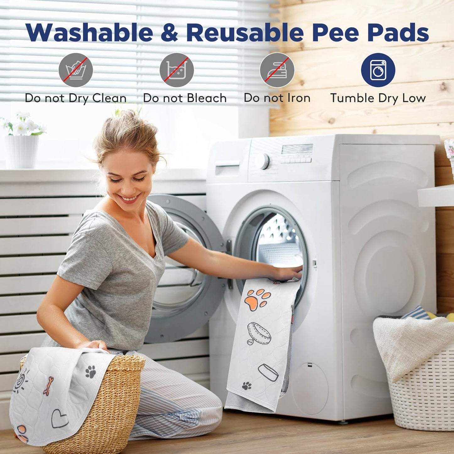 Washable Pee Pads for Dogs, Extra Large 72"x72" Super Absorbent Reusable Training Dog Pads, 100% Waterproof Non-Slip Dog Mat for Training, Whelping, Housebreaking, Incontinence, for Playpen, Crate